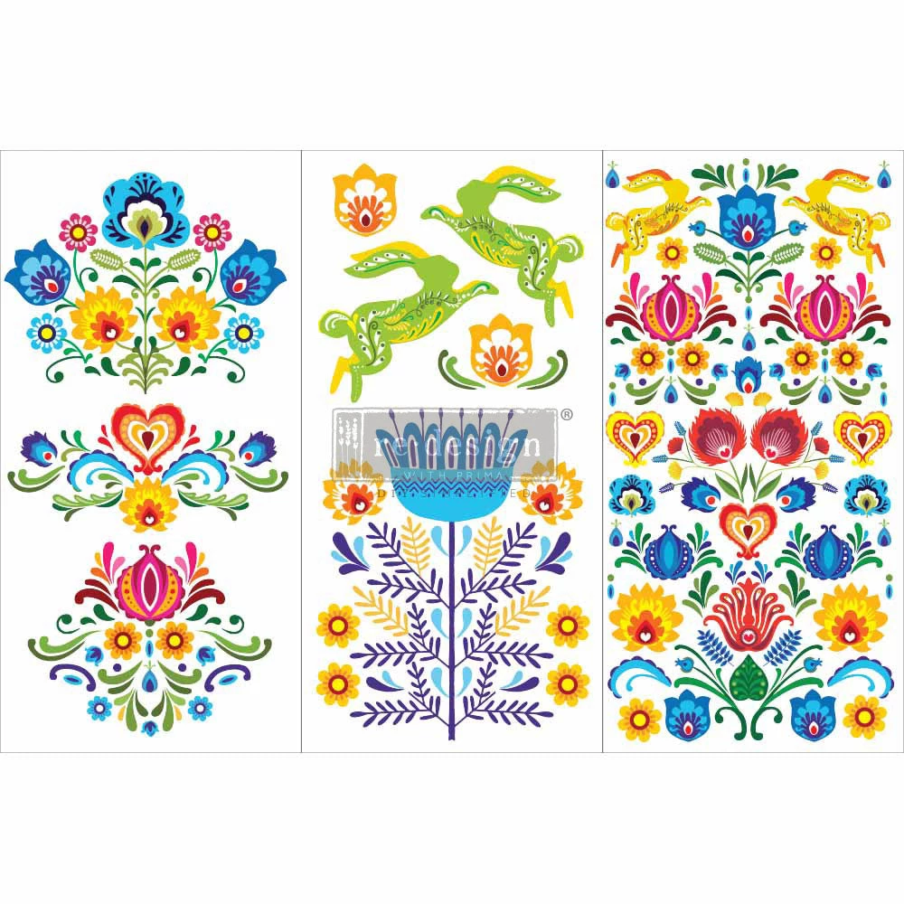 Floral Polish Mini Transfer Redesign With Prima Size 6″ X 12″ 3 Floral Polish Mini Transfer Redesign With Prima Size 6″ X 12″