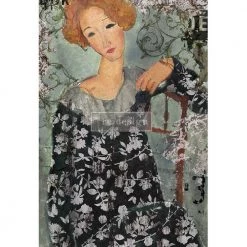Whimsical Lady A1 Decoupage Rice Paper Redesign With Prima