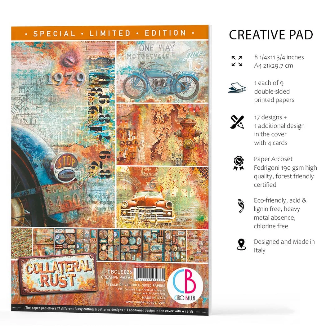 Collateral Rust Creative Pad A4 9/Pkg By Ciao Bella 7 Collateral Rust Creative Pad A4 9/Pkg By Ciao Bella