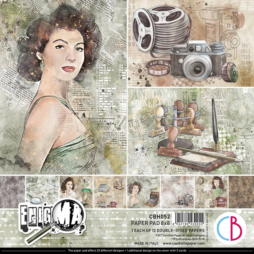Enigma Paper Pad 8x8 12/Pkg By Ciao Bella Papercraft & Scrapbooking 3 Enigma Paper Pad 8x8 12/Pkg By Ciao Bella Papercraft & Scrapbooking