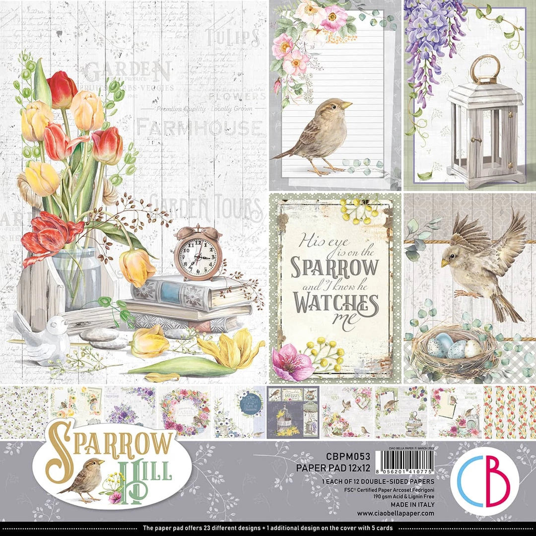 Sparrow Hill Paper Pad 12x12 12/Pkg By Ciao Bella 3 Sparrow Hill Paper Pad 12x12 12/Pkg By Ciao Bella