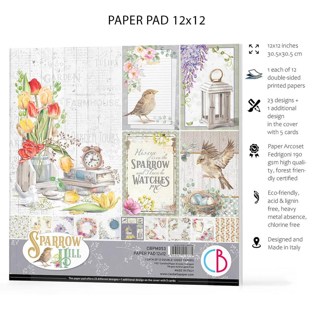Sparrow Hill Paper Pad 12x12 12/Pkg By Ciao Bella 7 Sparrow Hill Paper Pad 12x12 12/Pkg By Ciao Bella