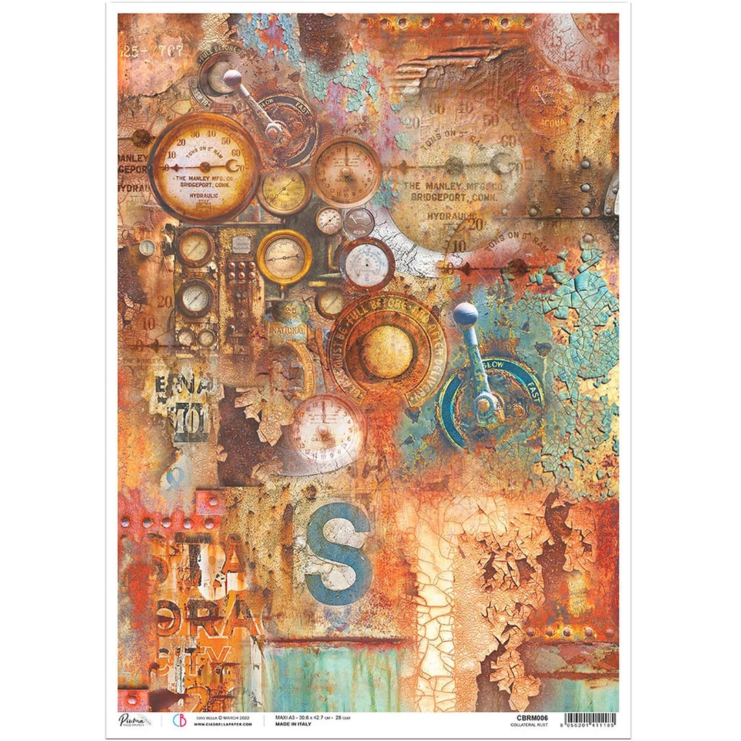 Collateral Rust - A3 Rice Paper Collateral Rust Ciao Bella Collection A3 Decoupage Rice Paper 3 Collateral Rust - A3 Rice Paper Collateral Rust Ciao Bella Collection A3 Decoupage Rice Paper