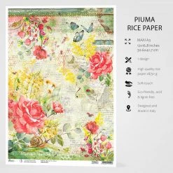 Roses & Bugs - A3 Rice Paper Microcosmos Ciao Bella Collection A3 Decoupage Rice Paper