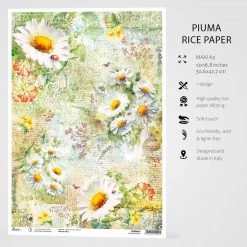 Daisies & Ladybugs - A3 Rice Paper Microcosmos Ciao Bella Collection A3 Decoupage Rice Paper