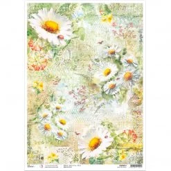 Daisies & Ladybugs - A3 Rice Paper Microcosmos Ciao Bella Collection A3 Decoupage Rice Paper