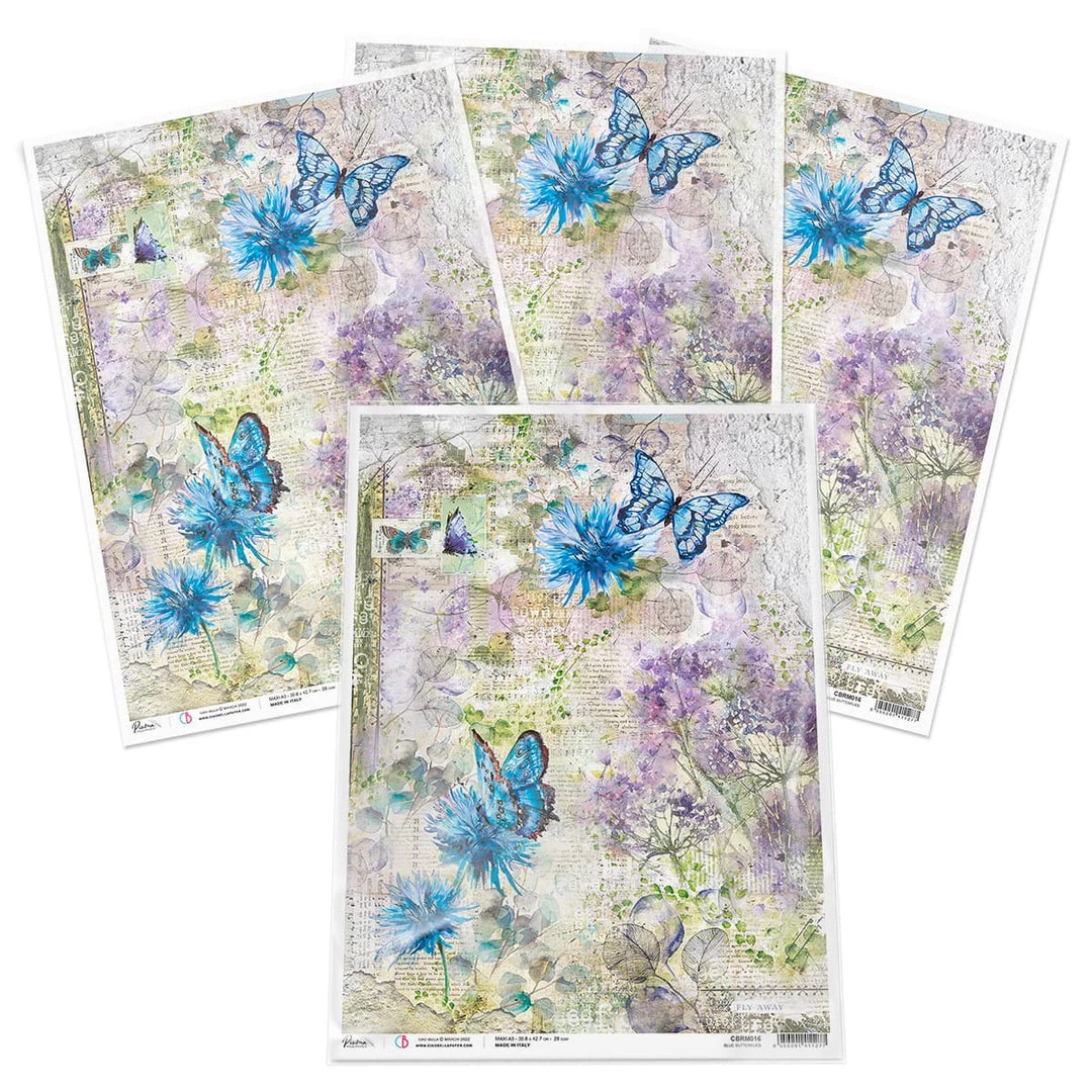 Blue Butterflies - A3 Rice Paper Ciao Bella Collection A3 Decoupage Rice Paper 5 Blue Butterflies - A3 Rice Paper Ciao Bella Collection A3 Decoupage Rice Paper