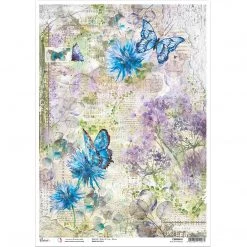 Blue Butterflies - A3 Rice Paper Ciao Bella Collection A3 Decoupage Rice Paper