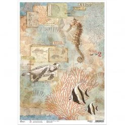 A3 Decoupage Rice Paper Oceanic - A3 Rice Paper Sign Of The Times Ciao Bella Collection