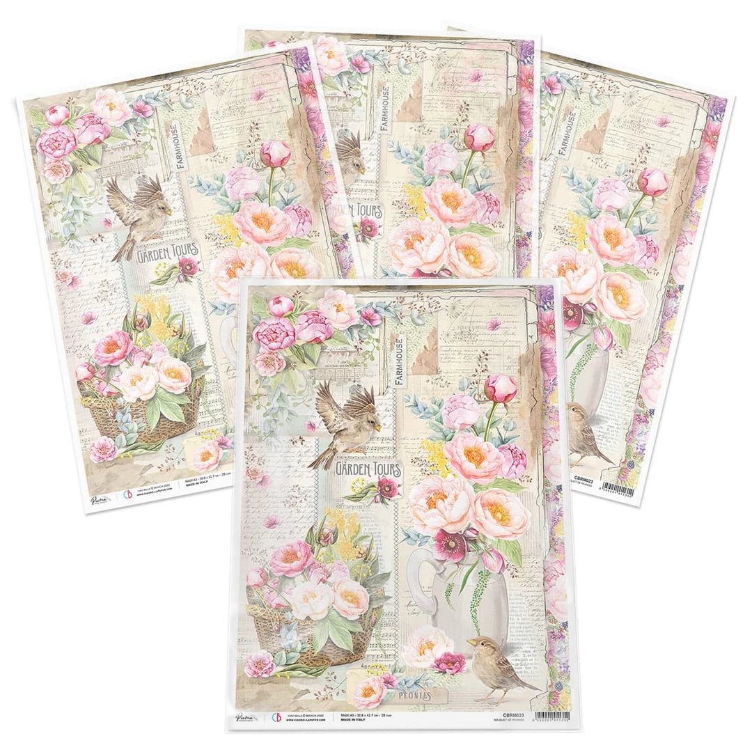 Bouquet Of Peonies - A3 Rice Paper Notre Vie Ciao Bella Collection A3 Decoupage Rice Paper 5 Bouquet Of Peonies - A3 Rice Paper Notre Vie Ciao Bella Collection A3 Decoupage Rice Paper