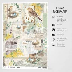 A3 Decoupage Rice Paper Sparrow Hill - A3 Rice Paper Sparrow Hill Ciao Bella Collection