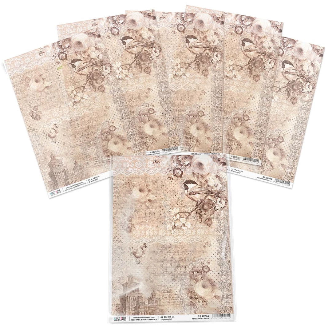 A4 Decoupage Rice Paper Ferrara Mia Bella - A4 Rice Paper Broccato Estense Ciao Bella Collection 5 A4 Decoupage Rice Paper Ferrara Mia Bella - A4 Rice Paper Broccato Estense Ciao Bella Collection
