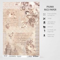 A4 Decoupage Rice Paper Ferrara Mia Bella - A4 Rice Paper Broccato Estense Ciao Bella Collection