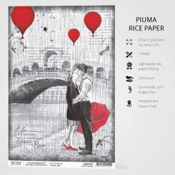 Love In Venice - A4 Rice Paper Loving In The Rain Ciao Bella Collection A4 Decoupage Rice Paper