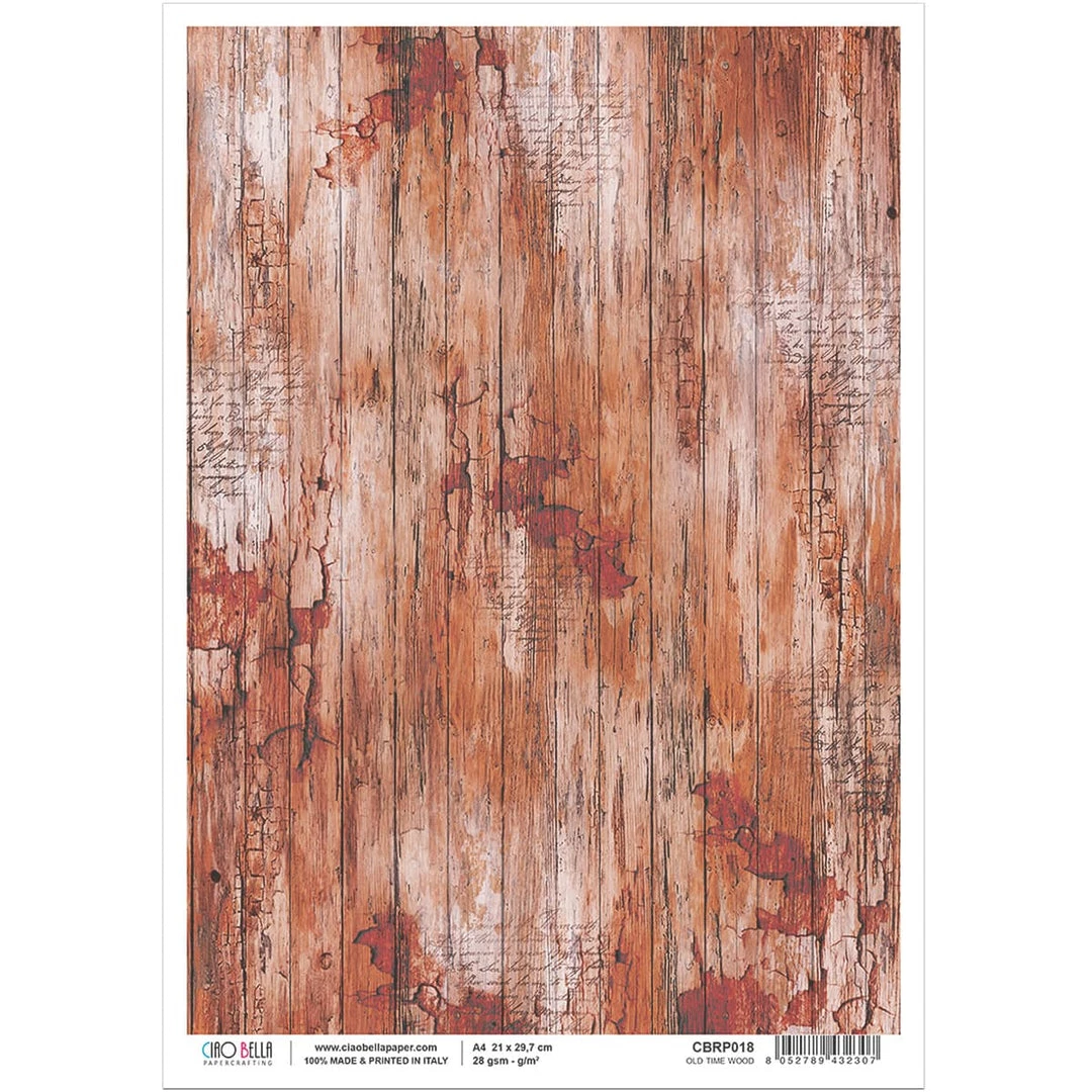 Old Time Wood - A4 Rice Paper Woodland Ciao Bella Collection 3 Old Time Wood - A4 Rice Paper Woodland Ciao Bella Collection