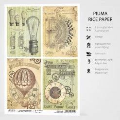 A4 Decoupage Rice Paper Jules Verne Cards - A4 Rice Paper Voyages Extraordinaires Ciao Bella Collection