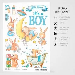 A4 Decoupage Rice Paper Ninna Nanna Boy - A4 Rice Paper Ninna Nanna Boy Ciao Bella Collection