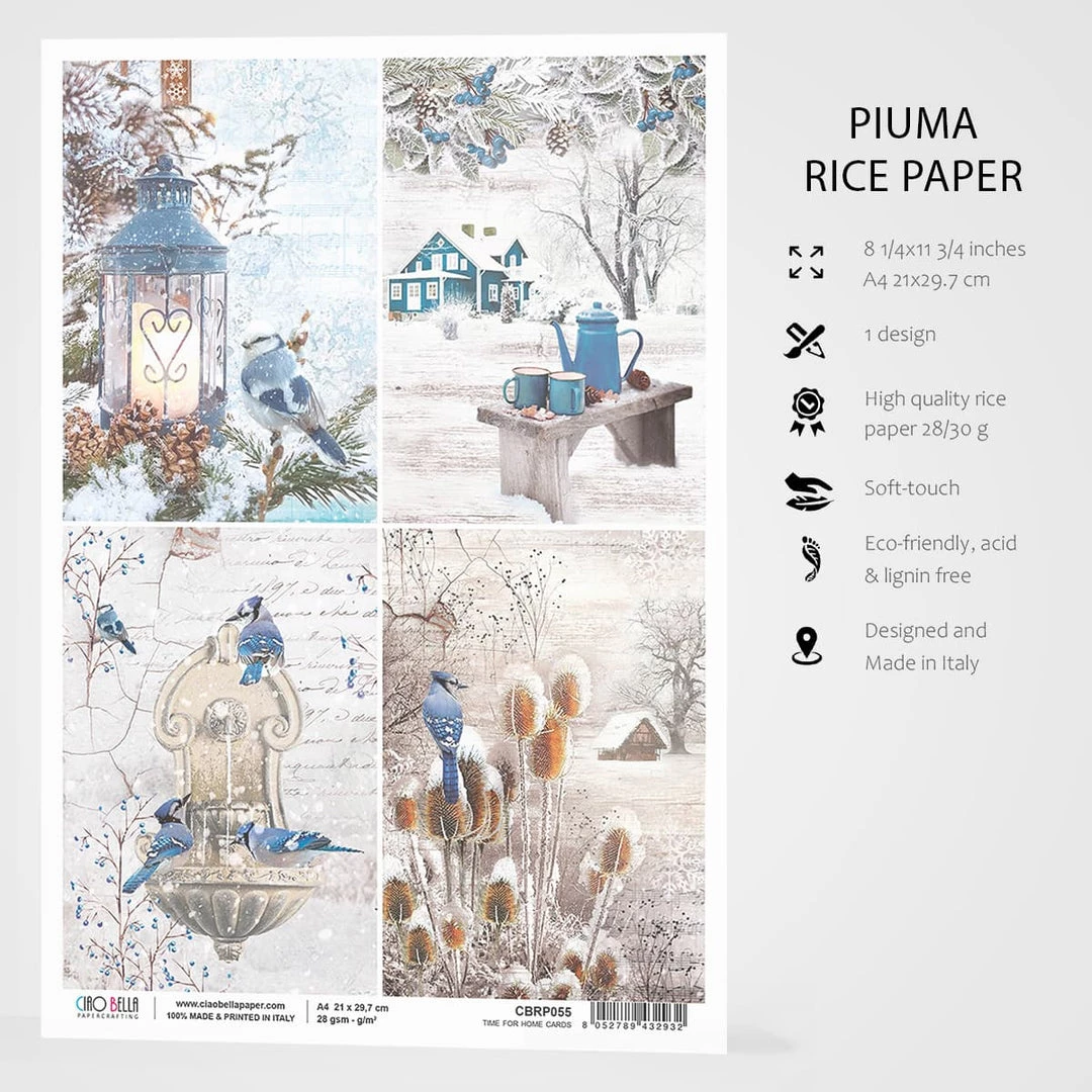 Time For Home Cards - A4 Rice Paper Time For Home Ciao Bella Collection 4 Time For Home Cards - A4 Rice Paper Time For Home Ciao Bella Collection