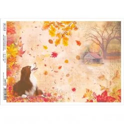 Ariel And Dancing Leaves - A4 Rice Paper Sound Of Autumn Ciao Bella Collection