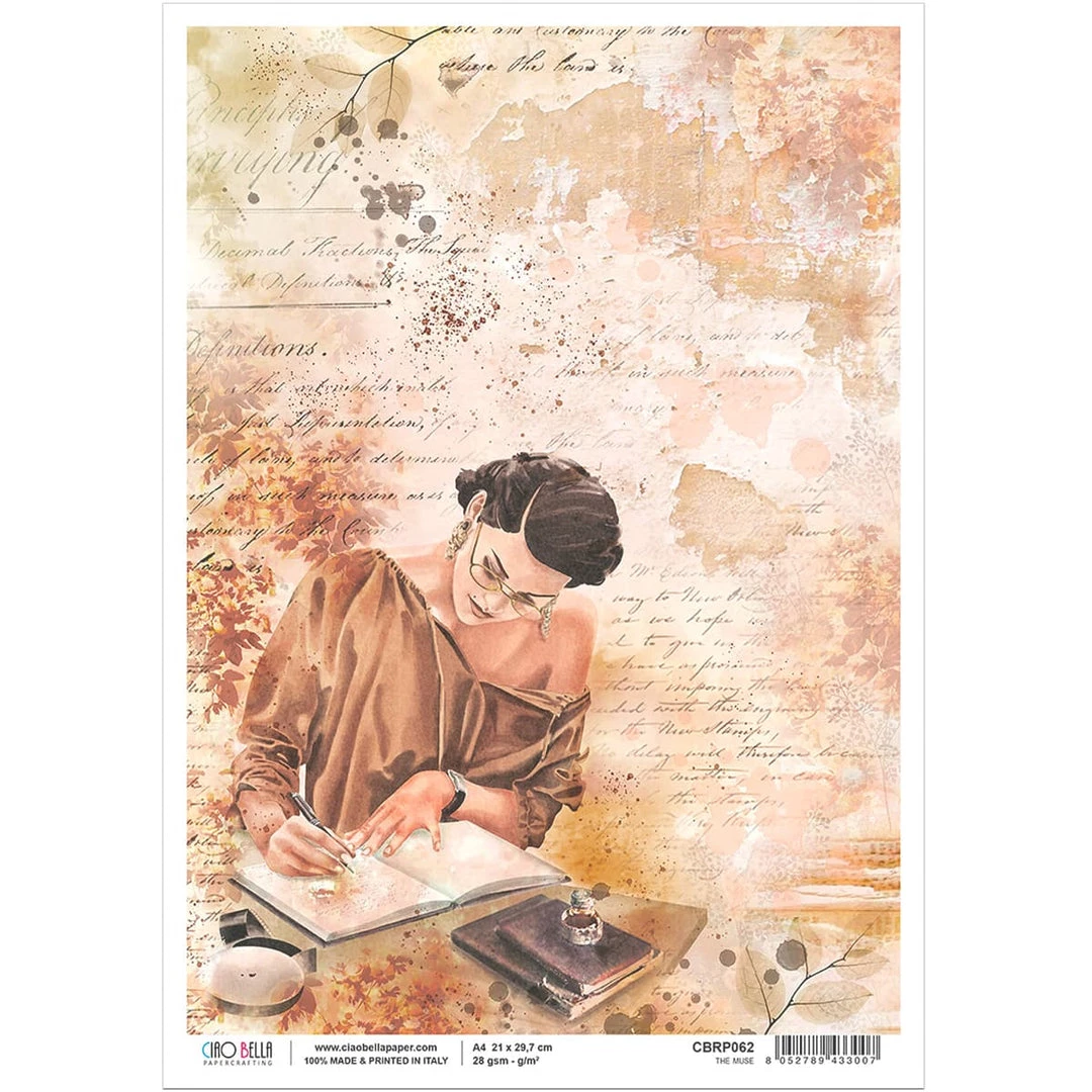 A4 Decoupage Rice Paper The Muse - A4 Rice Paper The Muse Ciao Bella Collection 3 A4 Decoupage Rice Paper The Muse - A4 Rice Paper The Muse Ciao Bella Collection