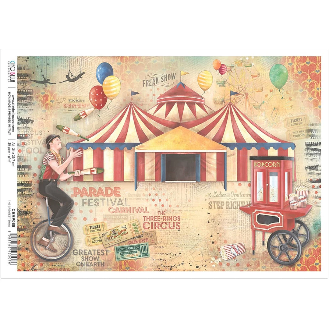 The Greatest Show - A4 Rice Paper The Greatest Show Ciao Bella Collection 3 The Greatest Show - A4 Rice Paper The Greatest Show Ciao Bella Collection