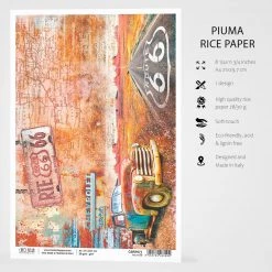 A4 Decoupage Rice Paper Route 66 - A4 Rice Paper Collateral Rust Ciao Bella Collection