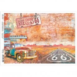 A4 Decoupage Rice Paper Route 66 - A4 Rice Paper Collateral Rust Ciao Bella Collection