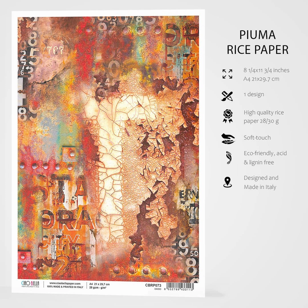 Oxido - A4 Rice Paper Collateral Rust Ciao Bella Collection 4 Oxido - A4 Rice Paper Collateral Rust Ciao Bella Collection