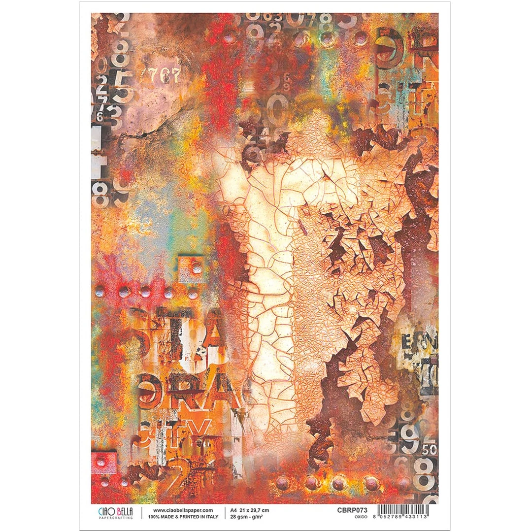 Oxido - A4 Rice Paper Collateral Rust Ciao Bella Collection 3 Oxido - A4 Rice Paper Collateral Rust Ciao Bella Collection