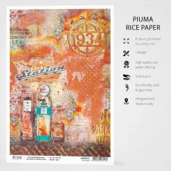 A4 Decoupage Rice Paper Gas Station - A4 Rice Paper Collateral Rust Ciao Bella Collection
