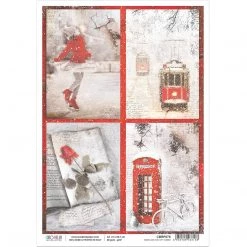 A4 Decoupage Rice Paper Snow And The City Cards - A4 Rice Paper Snow And The City Ciao Bella Collection