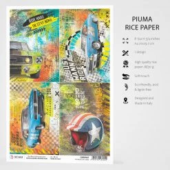 No Speed Limit Cards - A4 Rice Paper Start Your Engines Ciao Bella Collection A4 Decoupage Rice Paper