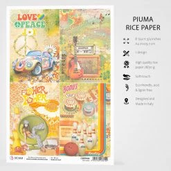 70's Cards - A4 Rice Paper The Seventies Ciao Bella Collection