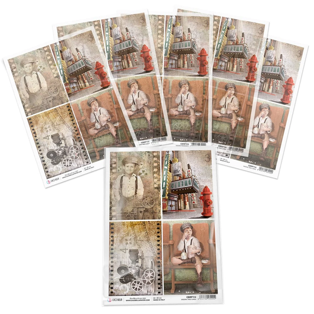 Modern Times Cards - A4 Rice Paper Modern Times Ciao Bella Collection 5 Modern Times Cards - A4 Rice Paper Modern Times Ciao Bella Collection