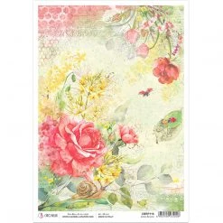 Roses & Bugs - A4 Rice Paper Microcosmos Ciao Bella Collection A4 Decoupage Rice Paper
