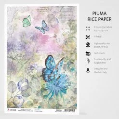A4 Decoupage Rice Paper Blue Butterfly - A4 Rice Paper Microcosmos Ciao Bella Collection