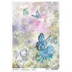 A4 Decoupage Rice Paper Blue Butterfly - A4 Rice Paper Microcosmos Ciao Bella Collection