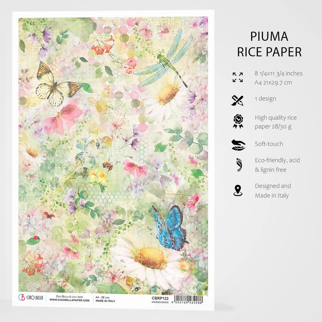 Microcosmos - A4 Rice Paper Microcosmos Ciao Bella Collection A4 Decoupage Rice Paper 4 Microcosmos - A4 Rice Paper Microcosmos Ciao Bella Collection A4 Decoupage Rice Paper