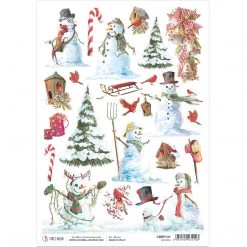 A4 Decoupage Rice Paper Snowmen - A4 Rice Paper Northern Lights Ciao Bella Collection