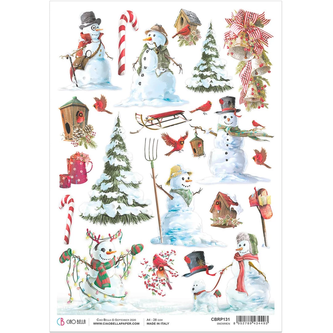 A4 Decoupage Rice Paper Snowmen - A4 Rice Paper Northern Lights Ciao Bella Collection 3 A4 Decoupage Rice Paper Snowmen - A4 Rice Paper Northern Lights Ciao Bella Collection