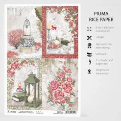 A4 Decoupage Rice Paper Frozen Roses Cards - A4 Rice Paper Frozen Roses Ciao Bella Collection