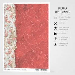 Ancient Red - A4 Rice Paper Frozen Roses Ciao Bella Collection A4 Decoupage Rice Paper