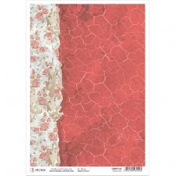 Ancient Red - A4 Rice Paper Frozen Roses Ciao Bella Collection A4 Decoupage Rice Paper