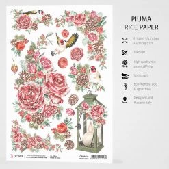 Frozen Roses - A4 Rice Paper Frozen Roses Ciao Bella Collection A4 Decoupage Rice Paper