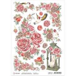 Frozen Roses - A4 Rice Paper Frozen Roses Ciao Bella Collection A4 Decoupage Rice Paper