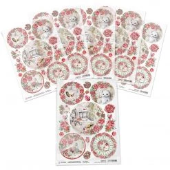 A4 Decoupage Rice Paper Frozen Roses Medallions - A4 Rice Paper Frozen Roses Ciao Bella Collection