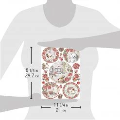 A4 Decoupage Rice Paper Frozen Roses Medallions - A4 Rice Paper Frozen Roses Ciao Bella Collection