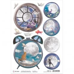 Moon & Me Alarm Clock - A4 Rice Paper Moon & Me Ciao Bella Collection A4 Decoupage Rice Paper