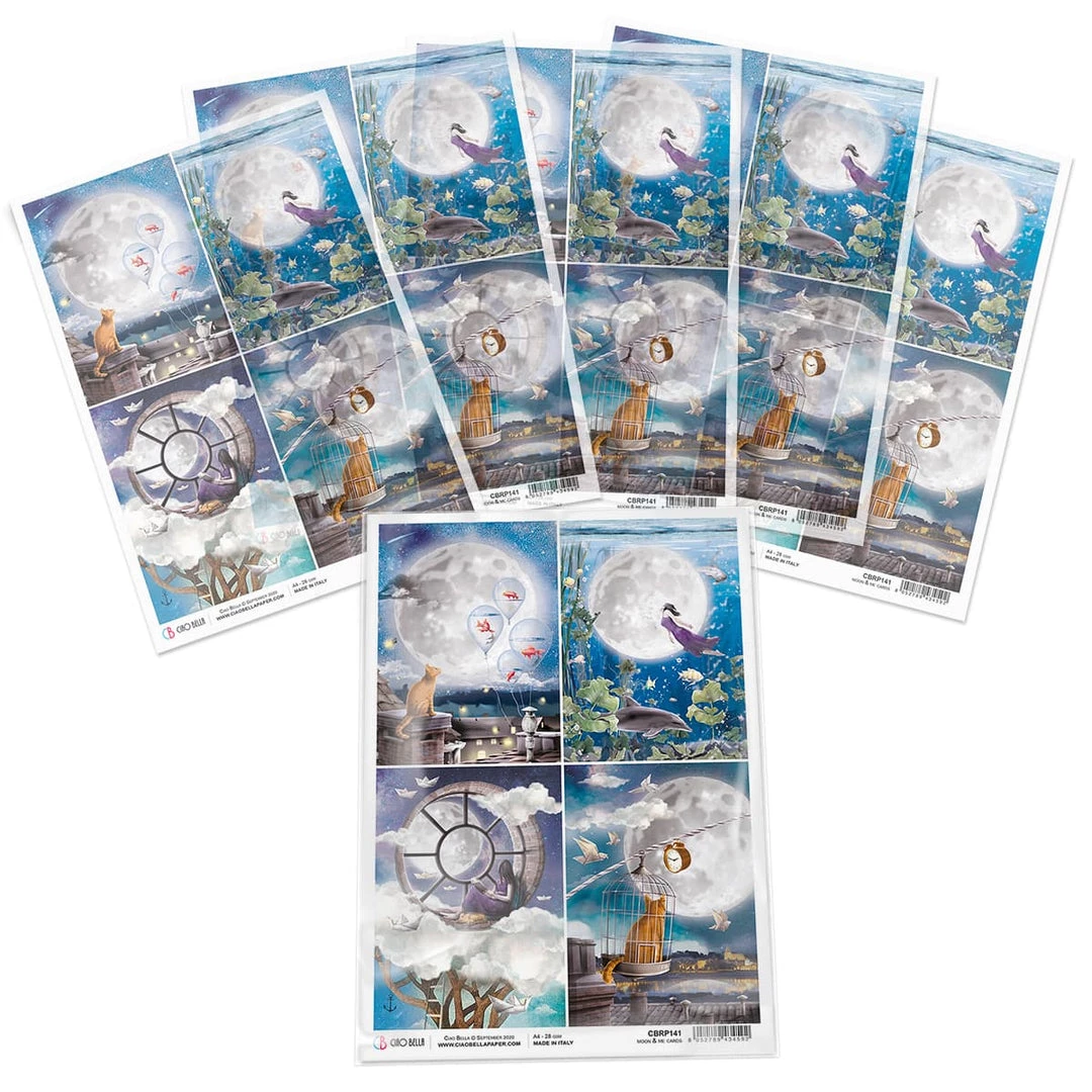 Moon & Me Cards - A4 Rice Paper Moon & Me Ciao Bella Collection A4 Decoupage Rice Paper 5 Moon & Me Cards - A4 Rice Paper Moon & Me Ciao Bella Collection A4 Decoupage Rice Paper