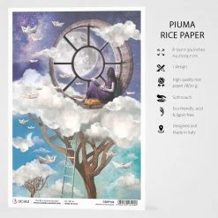 Window In The Clouds - A4 Rice Paper Moon & Me Ciao Bella Collection A4 Decoupage Rice Paper